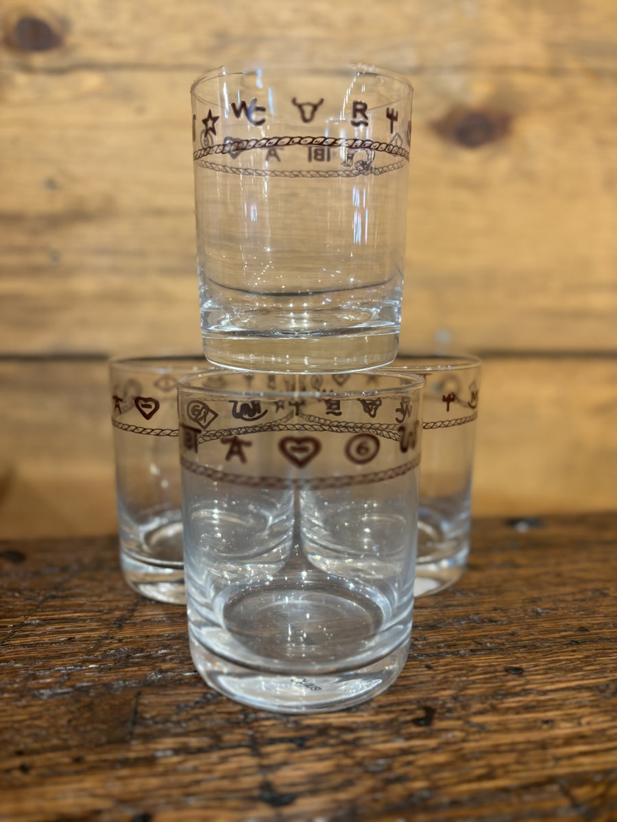 Western Concho Bar Glasses Set of 4