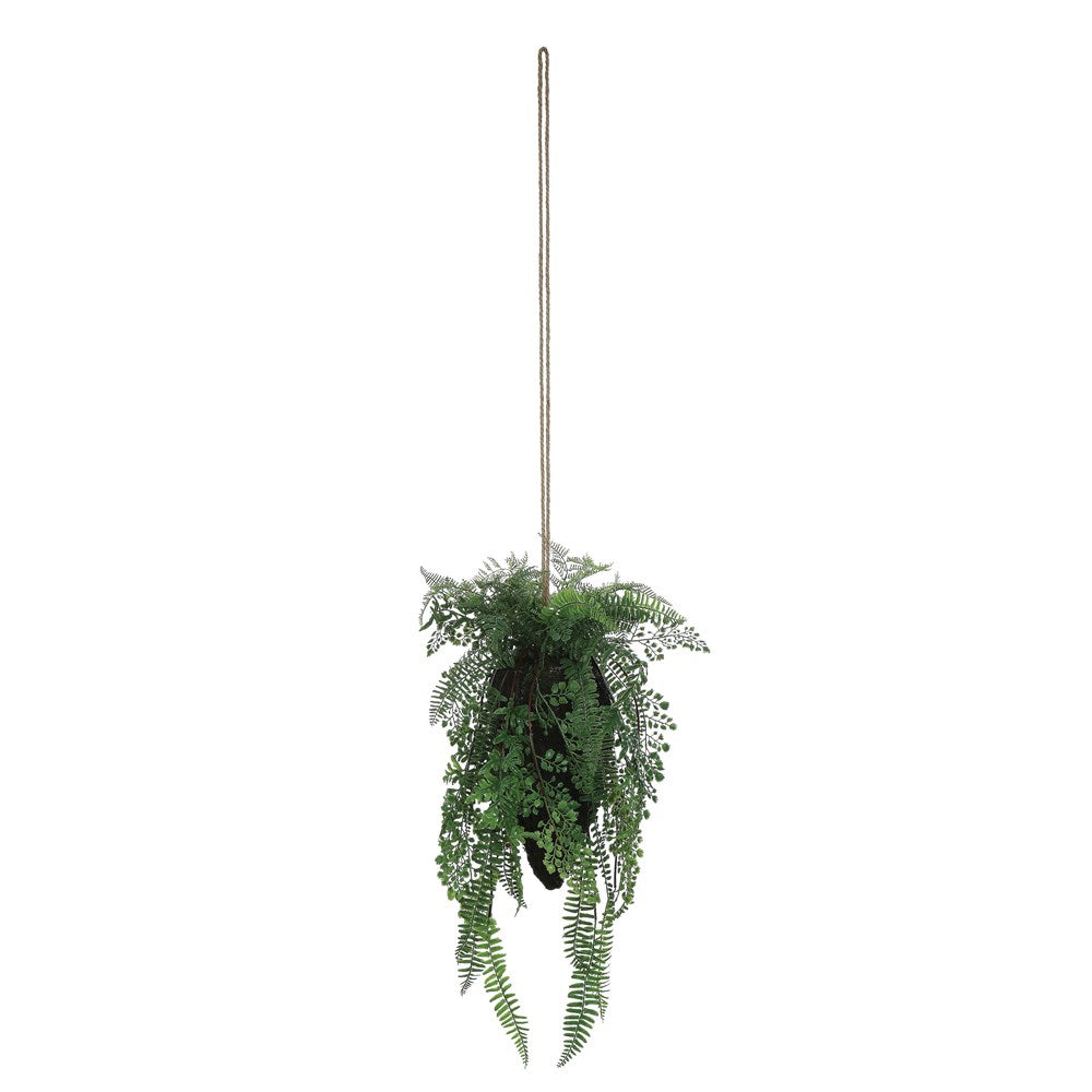 fake fern hanging plants Faux Hanging Fern Premade Arrangement – Boxcar Woody Stockyards City
